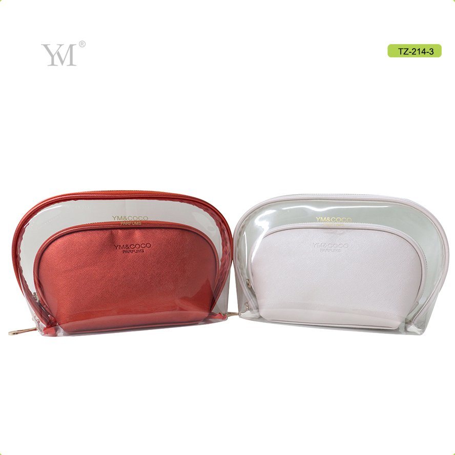 Excellent Quality Korean Travel Transparent PVC and Luxury Leather Master Cosmetic Bags