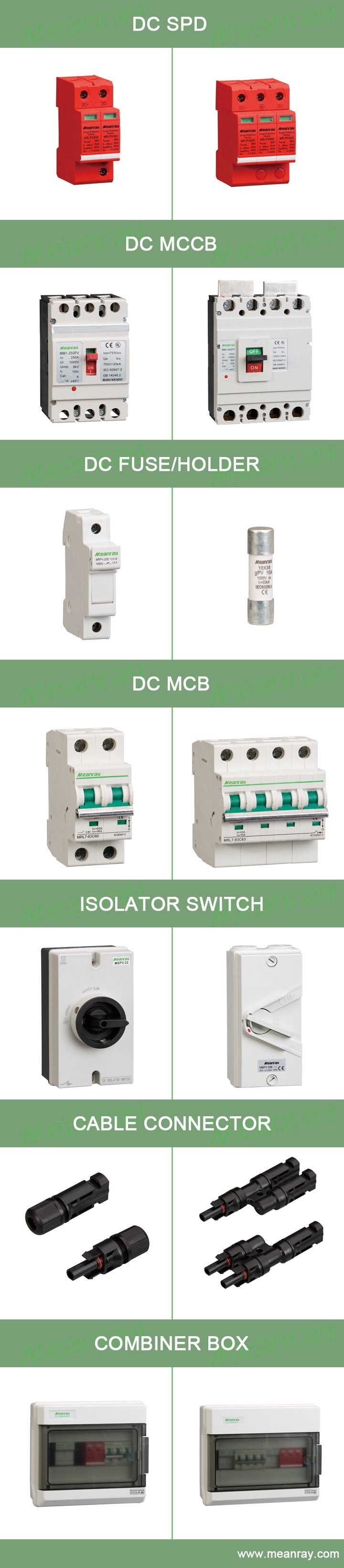 Ce DIN Rail 2p 3p 20ka 40ka 12V 110V 220V 600V 1000V Solar Outdoor Power Protection Protective Device DC SPD Surge