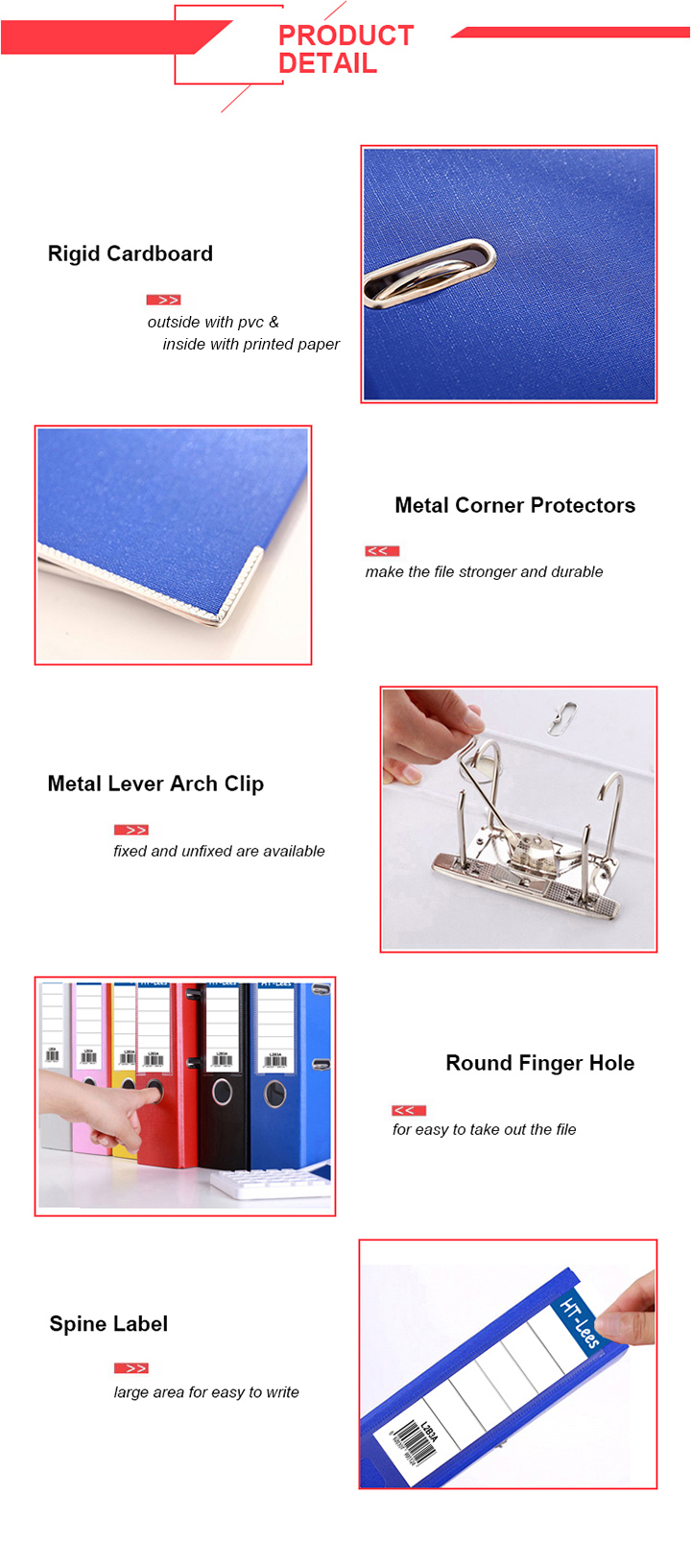 Wholesale PVC Lever Arch Box File Folder for Stationery Office