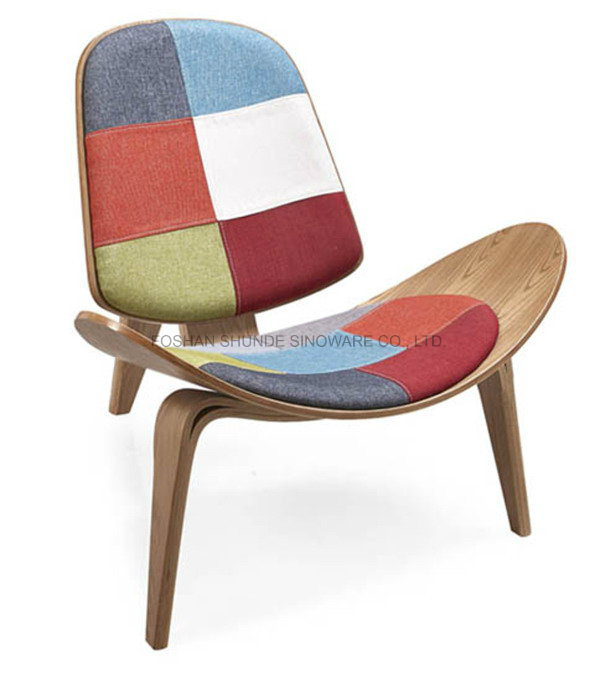 Fabric Lounge Wood Shell Chair (X6003)