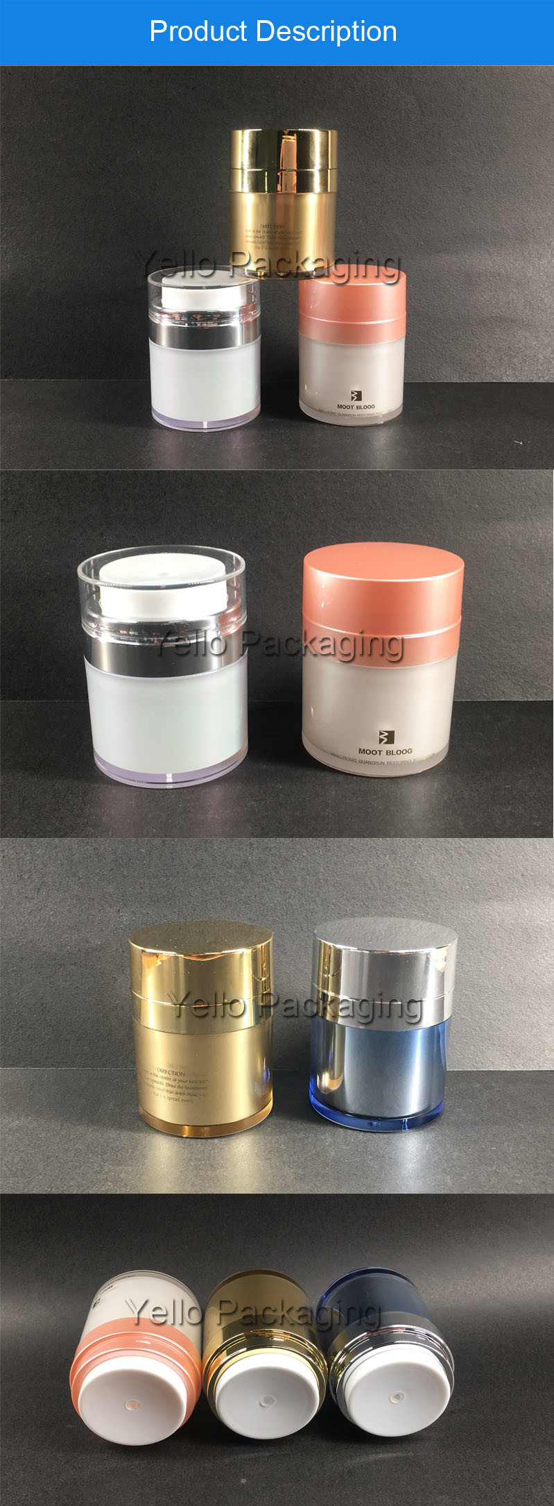 Plastic Packaging Empty Round Acrylic Airless Bottle for Serum