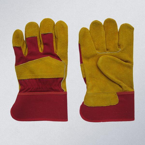 Golden Color Cow Split Leather Working Glove-3080