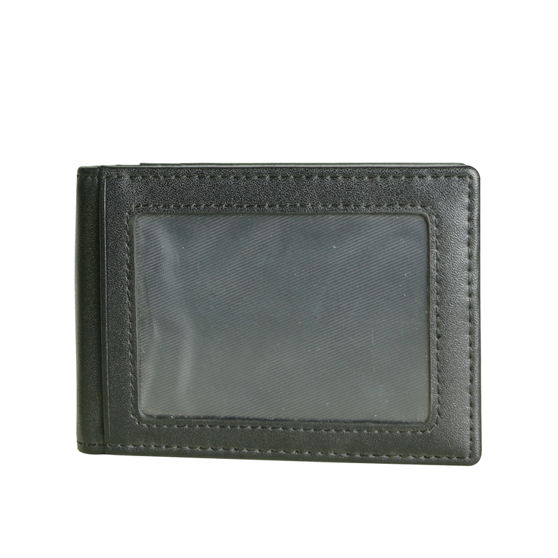 Men Slim Purse Genuine Leather RFID Blocking Wallet with Clip