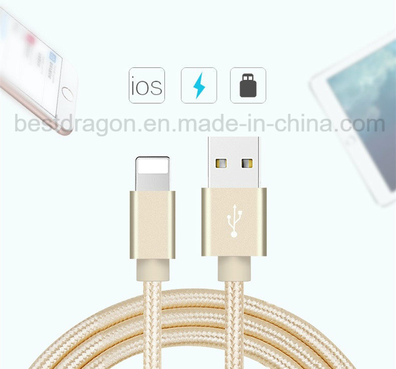 Golden Nylon Braided Multi 3.0 Type C USB Cables for iPhone iPad Mini 1/2/3/4