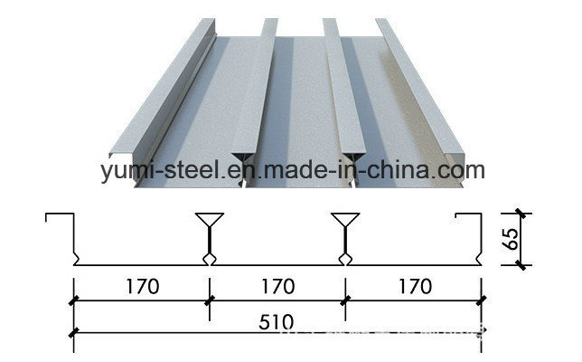 YXB65-170-510 Steel Metal Floor Decking Sheet for Multi-Layer Building