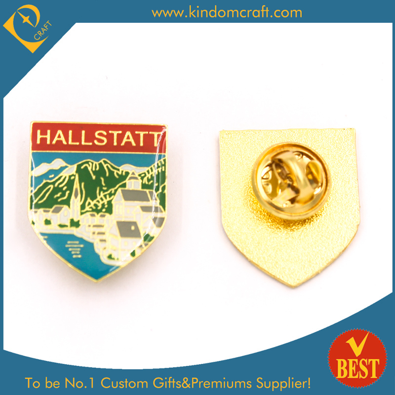 Hallstatt Pin Badge with Butterfly Clutch and Gold Plating Form China