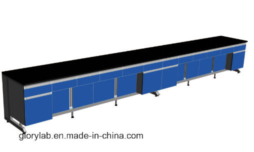 Wood Side Lab Bench with Frame and Design of Full Cabinets