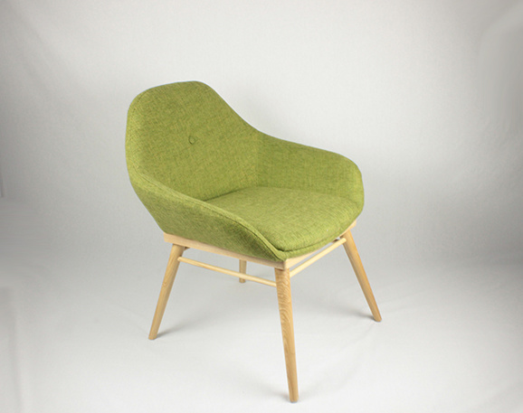 Office Fabric Chair Solid Wood Leg with Leisure Style for Reception Area