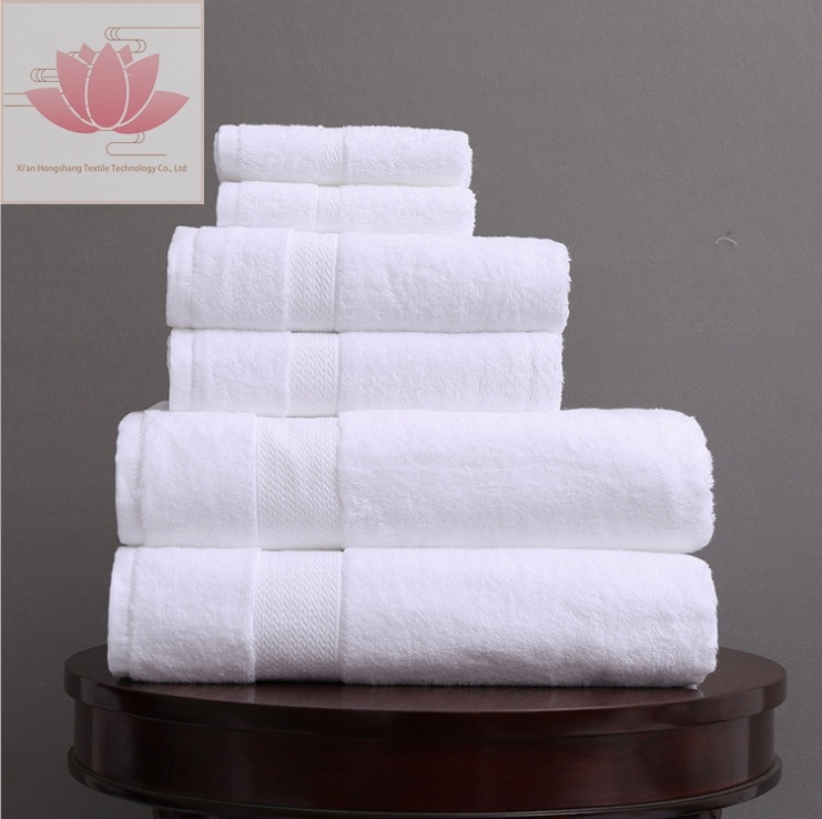 China Supplier Quality Cotton Printed White Velour Embroidery Hotel Bath Towel