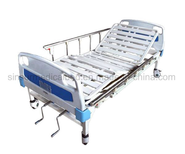 Aluminum-Alloy Guardrail Double-Crank Manual Medical Instrument Hospital Beds