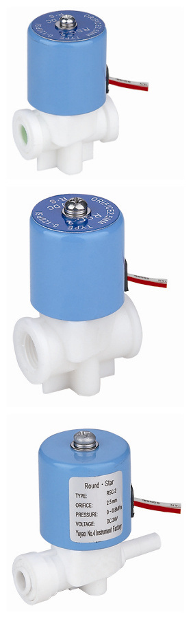 2 Way White Body Quick Ftting Plastic RO Machine Solenoid Valve