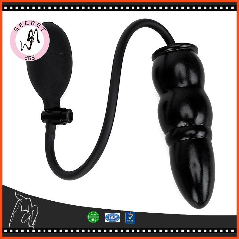 Black Inflatable Iatex Penis Waterproof Realistic Anal Sex Dildos for Women