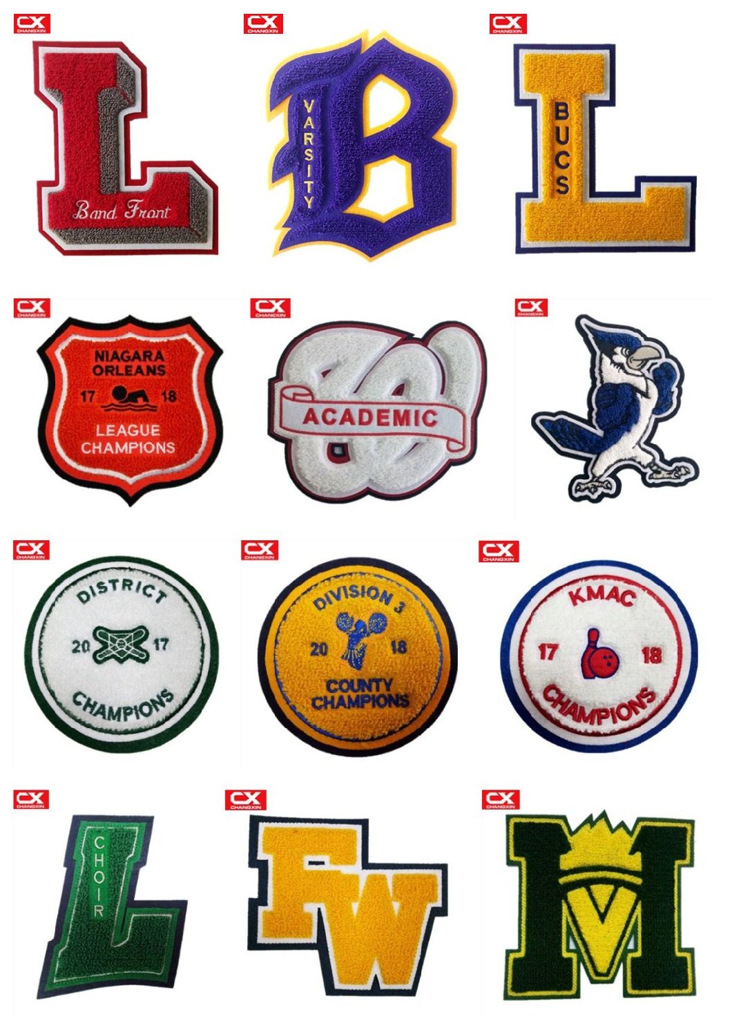 New Product Reasonable Price Stick-on Chenille Letterman Patches