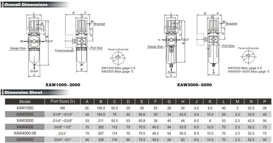 Air Preparation Units-Xaw Series (SMC air filter regulator)