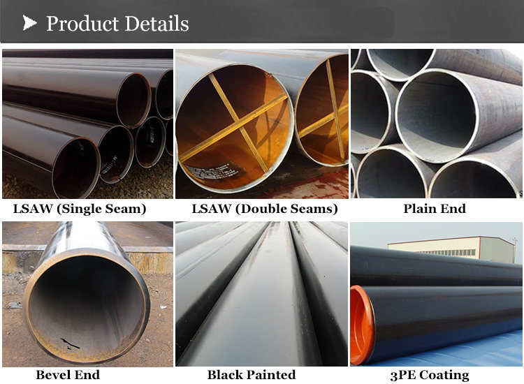 Large Diameter Thick Wall LSAW Welded Steel Pipe, API 5L X52, X65m Psl2 Oil Transmission Pipeline