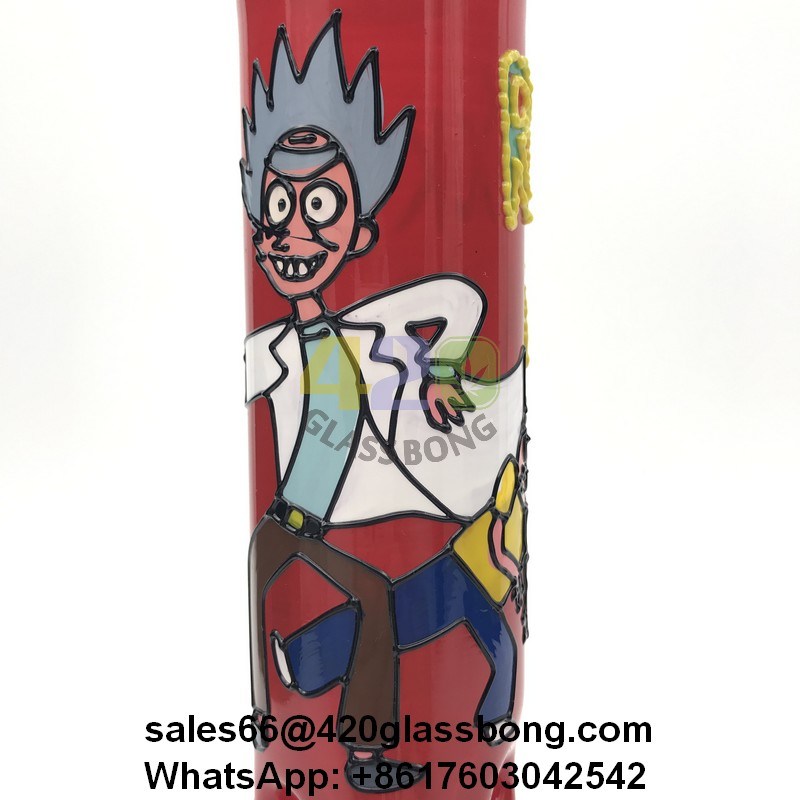 Hand-Painted Rick and Morty 7mm Thickness Heady Glass Beaker/Waterpipe/Pipe/Crafts for Smoking