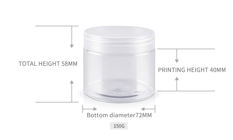 150 Pet Cream Jar Cosmetic Empty Container Round Pot Screw Cap Lid Plastic Cosmetic Food Jar