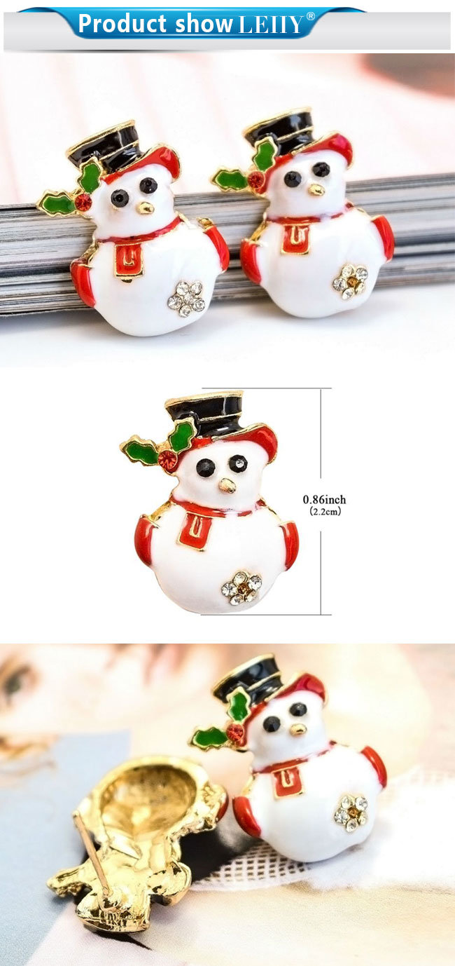 Fashion Christmas Gifts White Enamel Snowman Stud Earrings