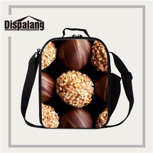 Insulated School Lunch Box Chocolate Fruit Print Reusable Lunch Coolers for Adults Lunch Tote Picnic Bag with Handle