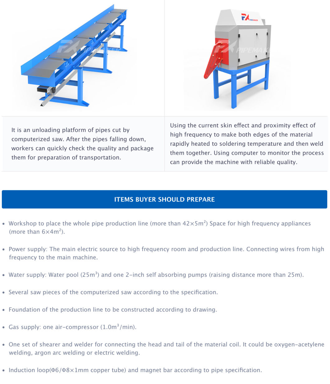 Fx-50 High Speed 140m/Min Steel Pipe Mill Tube Welding Line