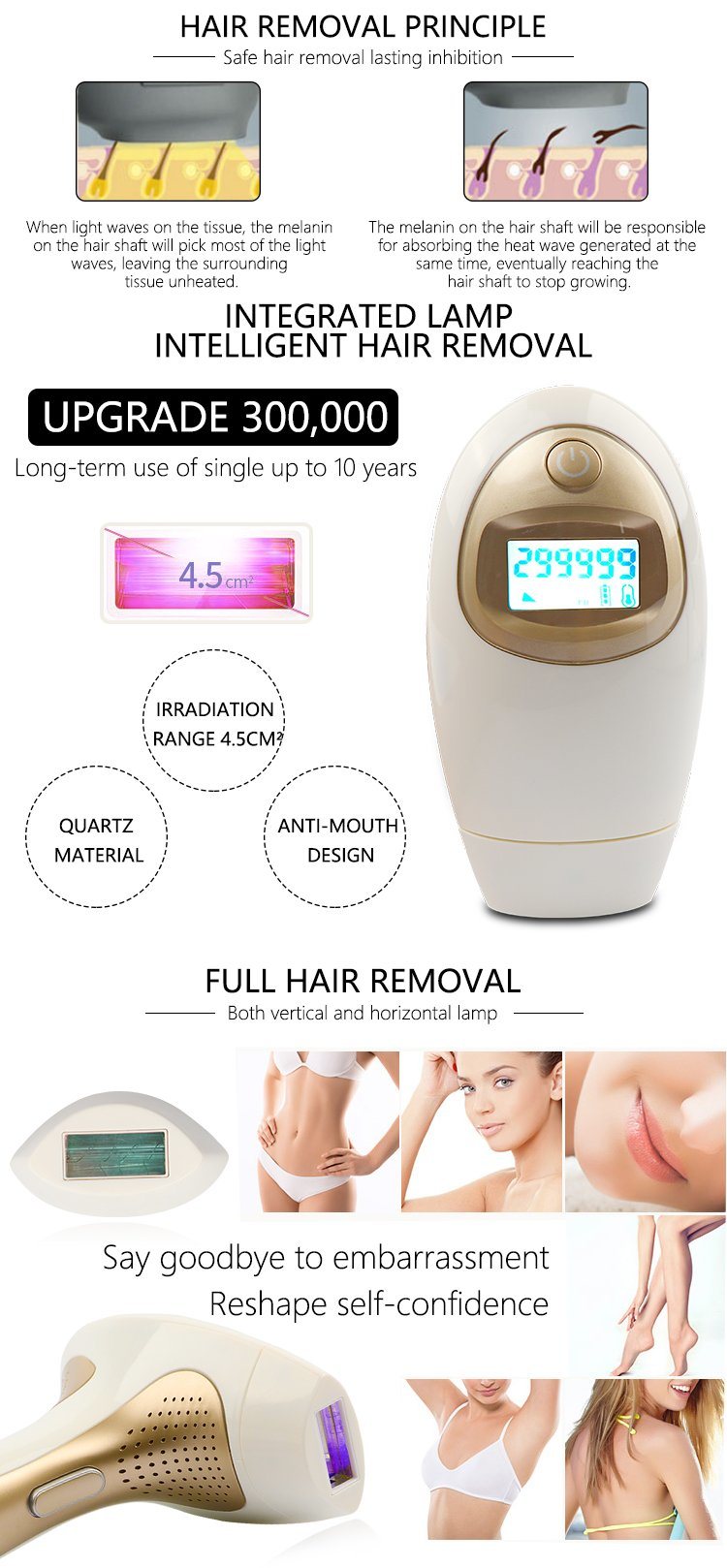 Shr IPL Laser Hair Removal Machine Portable Device Home Use