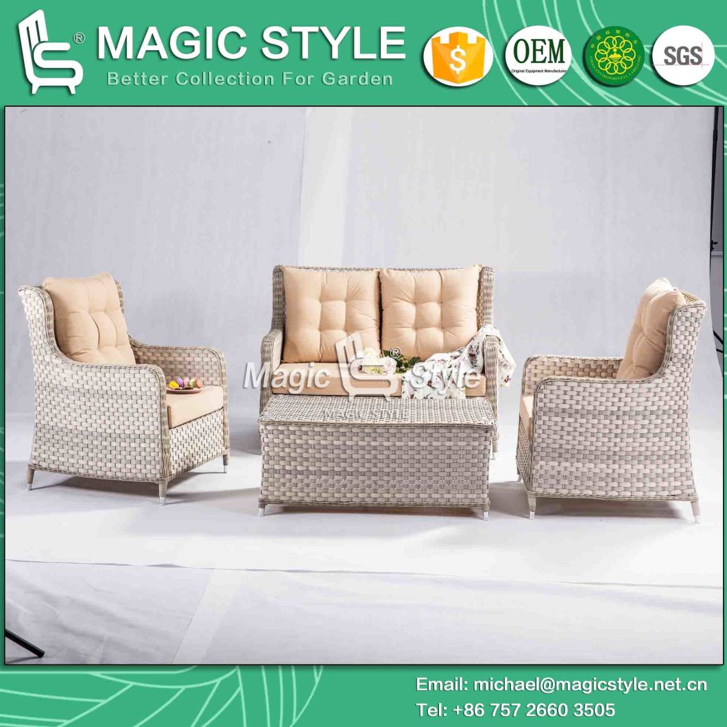 Patio Sofa with Cushion Wicker Combination Sofa Set Outdoor Sofa Set Rattan 2-Seat Sofa Leisure Sofa for Hotel (Magic Style)