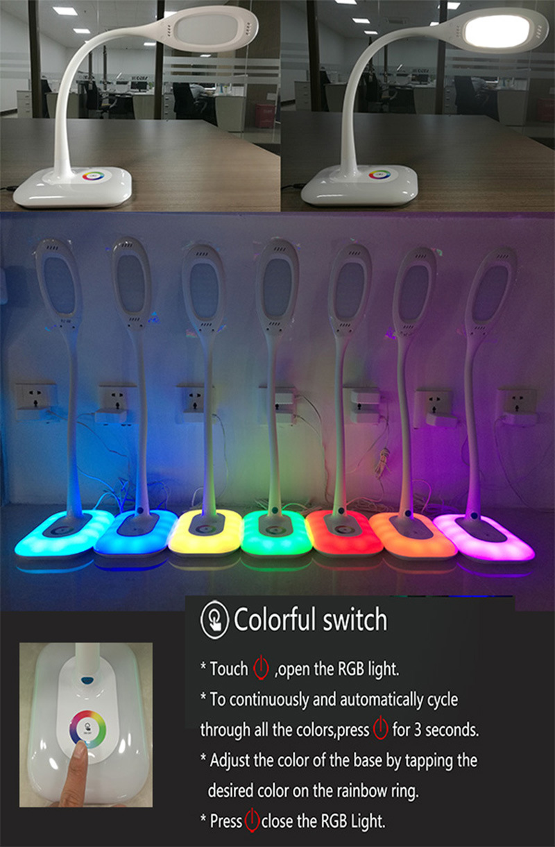 LED Table Lamp Factory Competitive Price Foldable Modern Table Lamp with RGB Colorful for Night Light LED Reading Light LED Desk Lamp