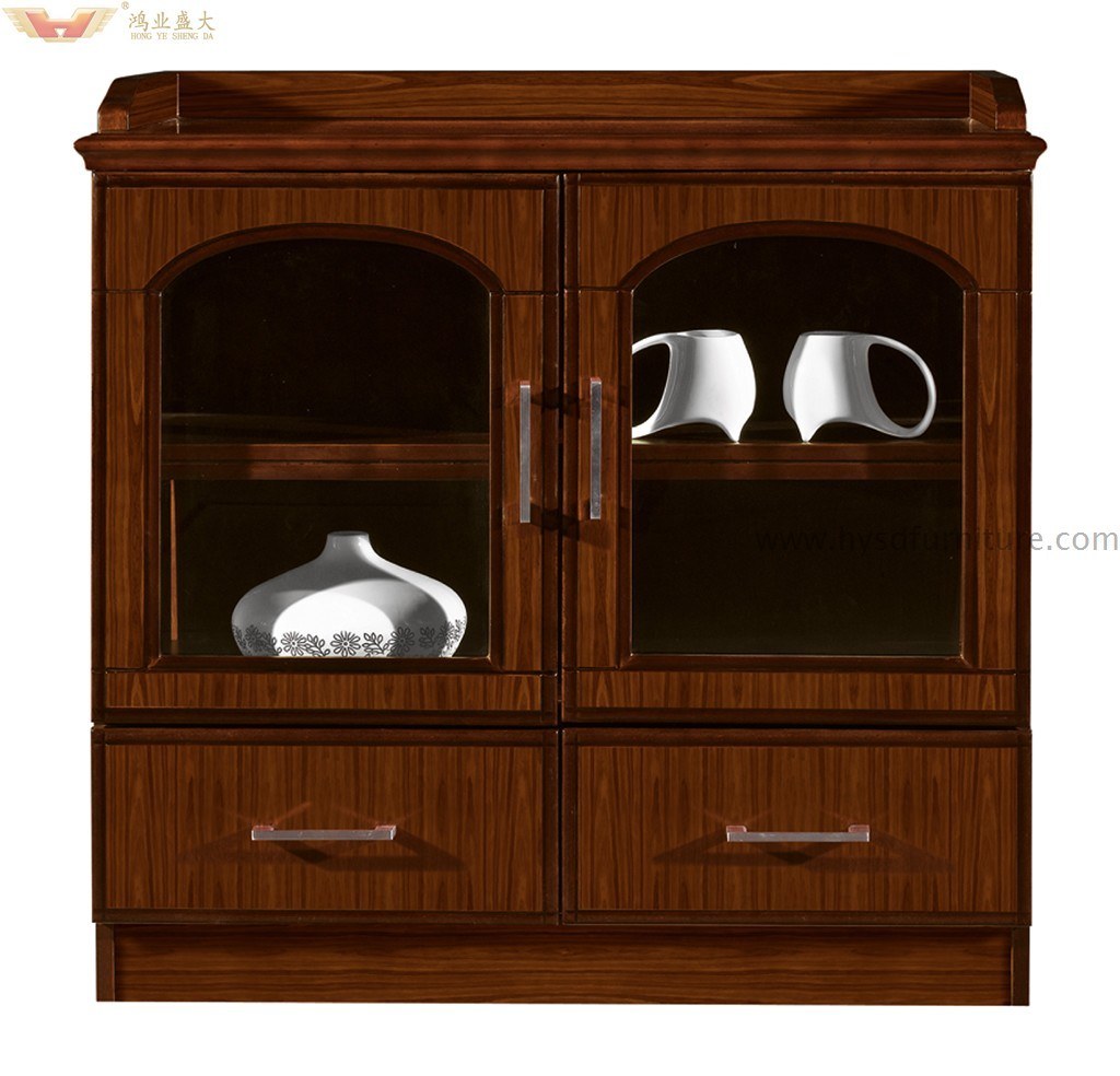 Modern Credenza Side Storage Tea Wood Veneer Office Cabinet (HY-512)