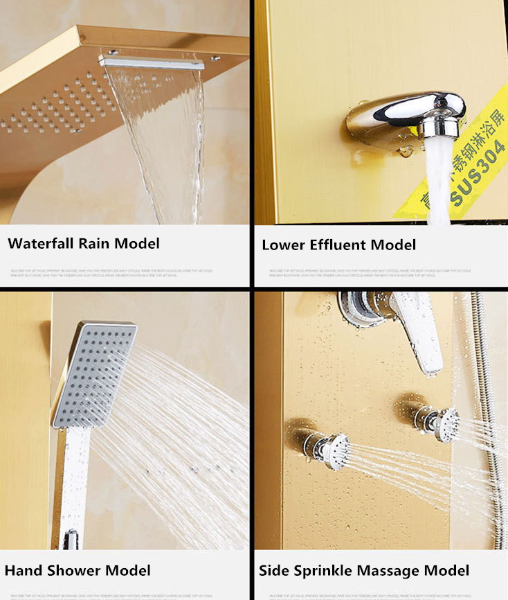 Multifunctional Massage Stainless Steel Wire Drawing Bath Shower Set