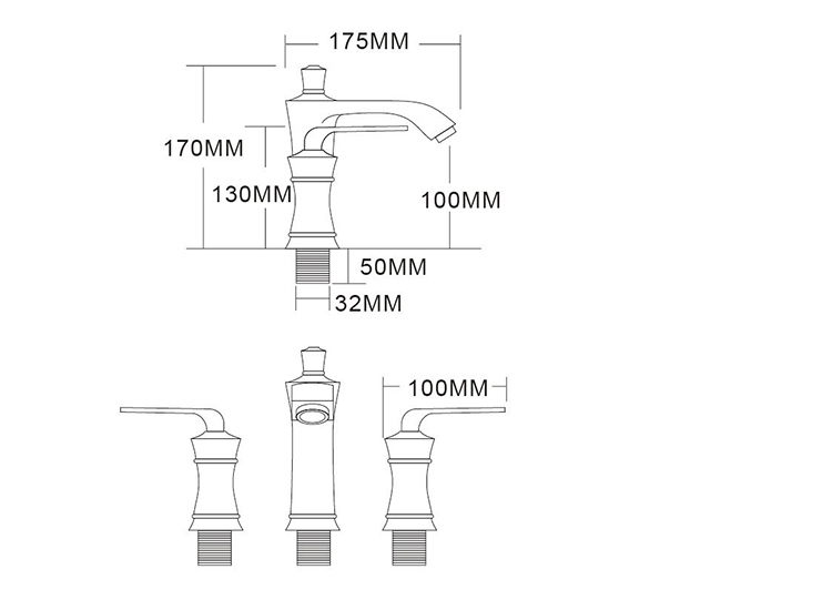 Double Handle Shower Faucet Basin Mixer Tap