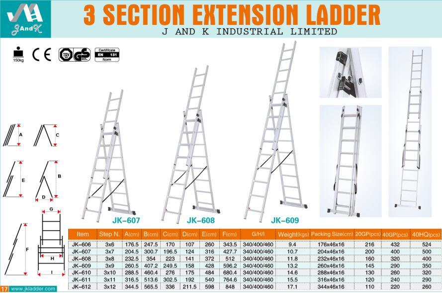 En131 Climbing Aluminum Extension Rope Ladder 3*8