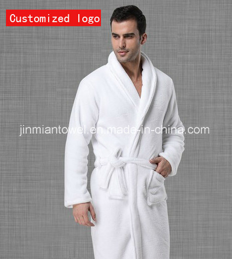 Wholesale Good Quality Velvet Velour Terry Hotel Bathrobe with Embroidered Logo