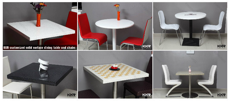 Solid Surface 700mm Restaurant Square Dining Tables