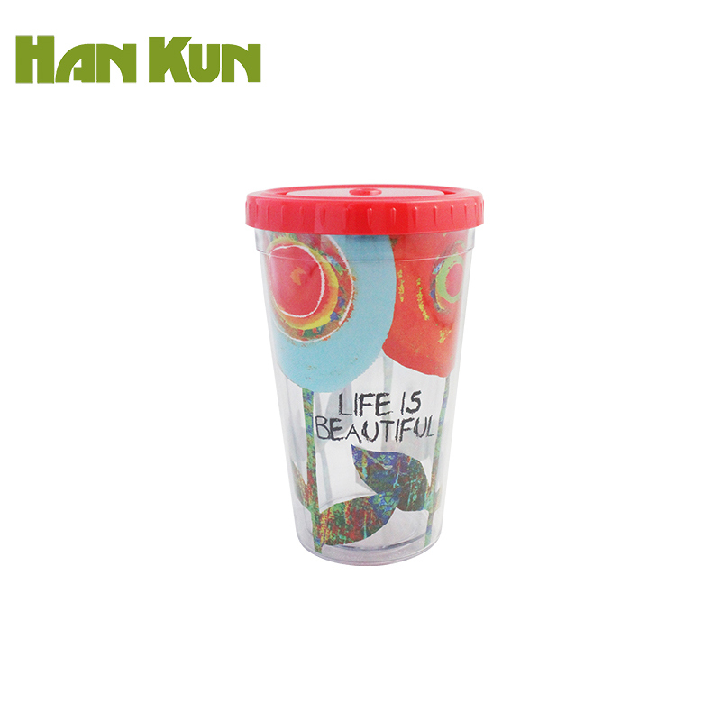 Professional Small Reusable Plastic Cups Mug with Dome Lid for Women