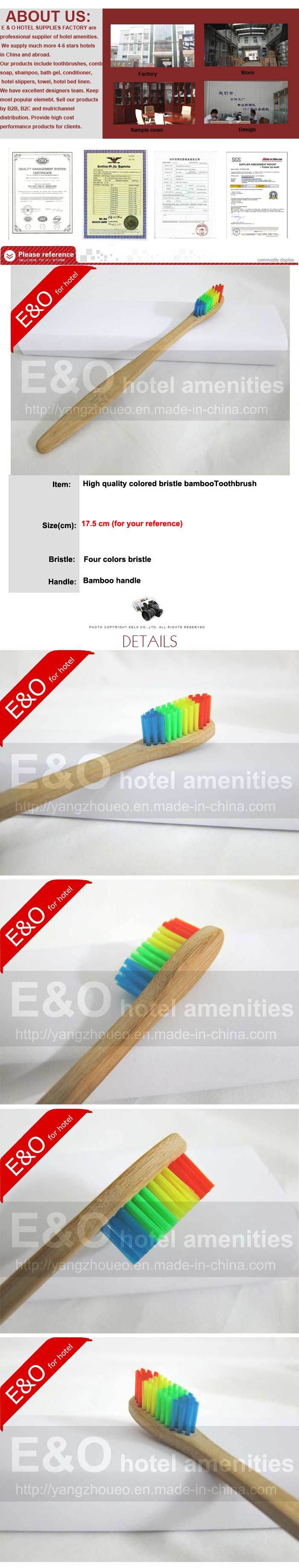 High Quality Colored Bristle Bamboo Toothbrush