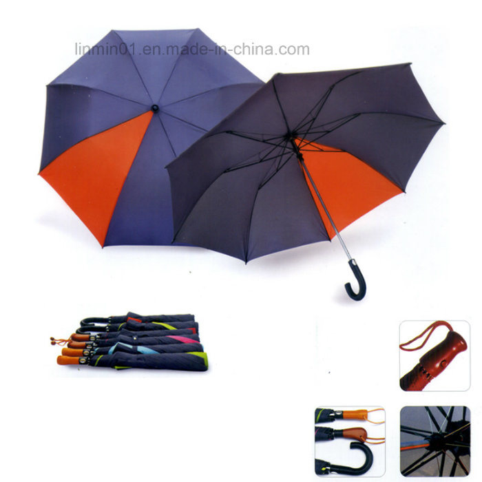 Custom Auto Open Wooden Handle Folidng Umbrella with Logo Printing