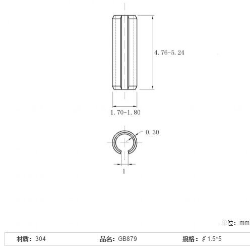 GB879 Stainless Steel Spring Type Parallel Pins