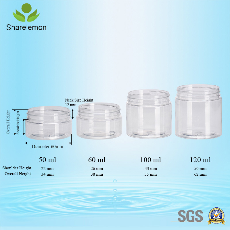 60ml Cylinder Plastic Cosmetic Cream Jars with Lids