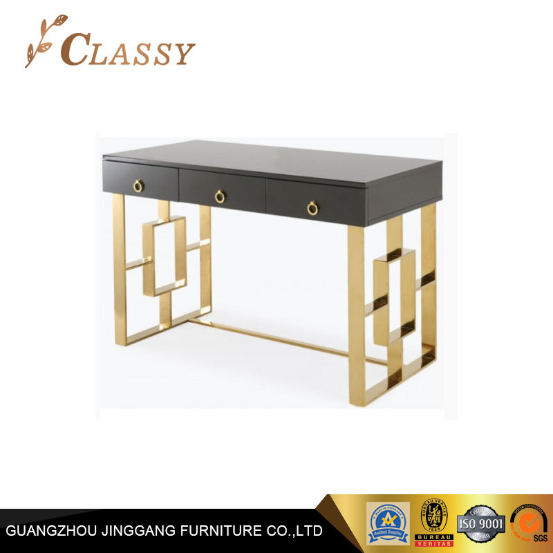 Office Furniture Wood Top Writing Desk with Golden Base
