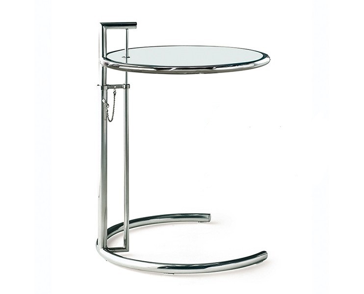 Stainless Steel Round Glass Tea Table with Lifting Function