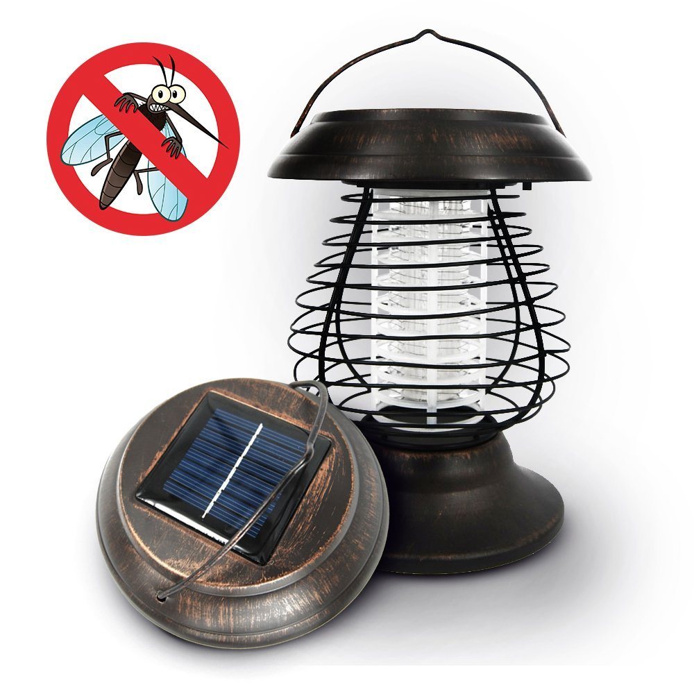 Solar Powered LED Light Pest Control Bug Zapper Insect Repellent Mosquito Killer Lamp Garden Lawn
