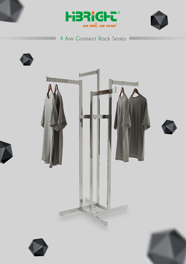 4-Arm Chrome Clothes Display Garment Racks