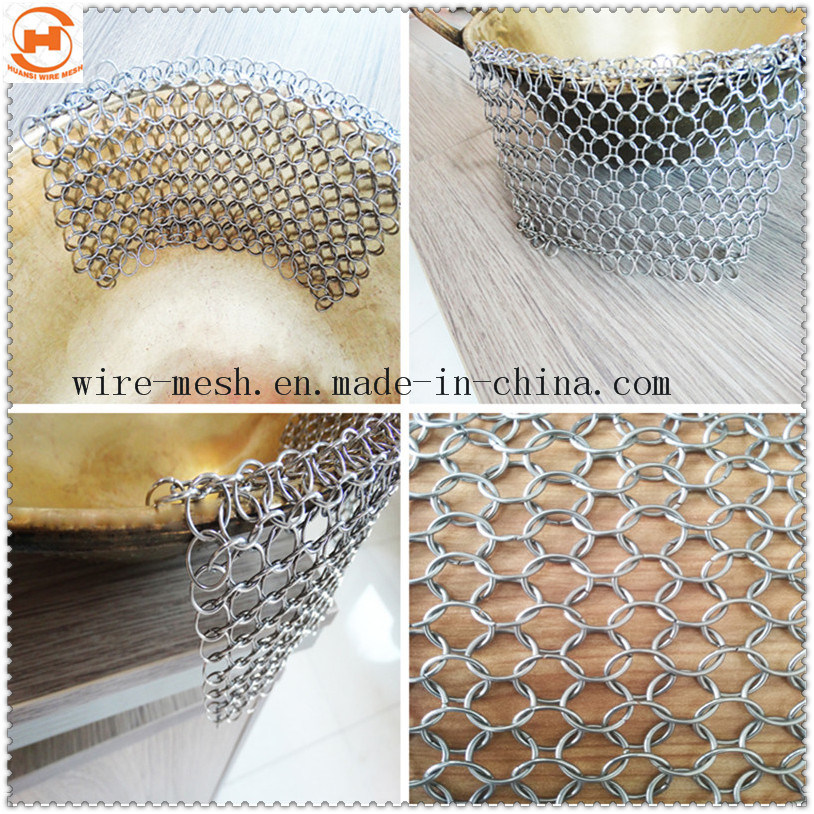 Cast Iron Pan Skillet Stainless Steel Chain Mail Cleaner