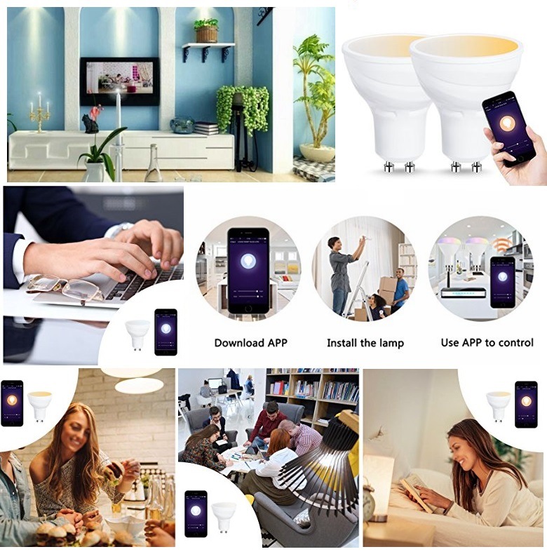 5W GU10 Smart WiFi Light Vioce Control Tunable White (2000K-6500K) Smart Light Bulb