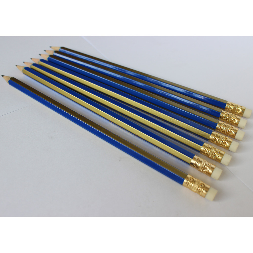 Yellow/Black Stripe Coating, Wooden Pencils Hb with Eraser Tips