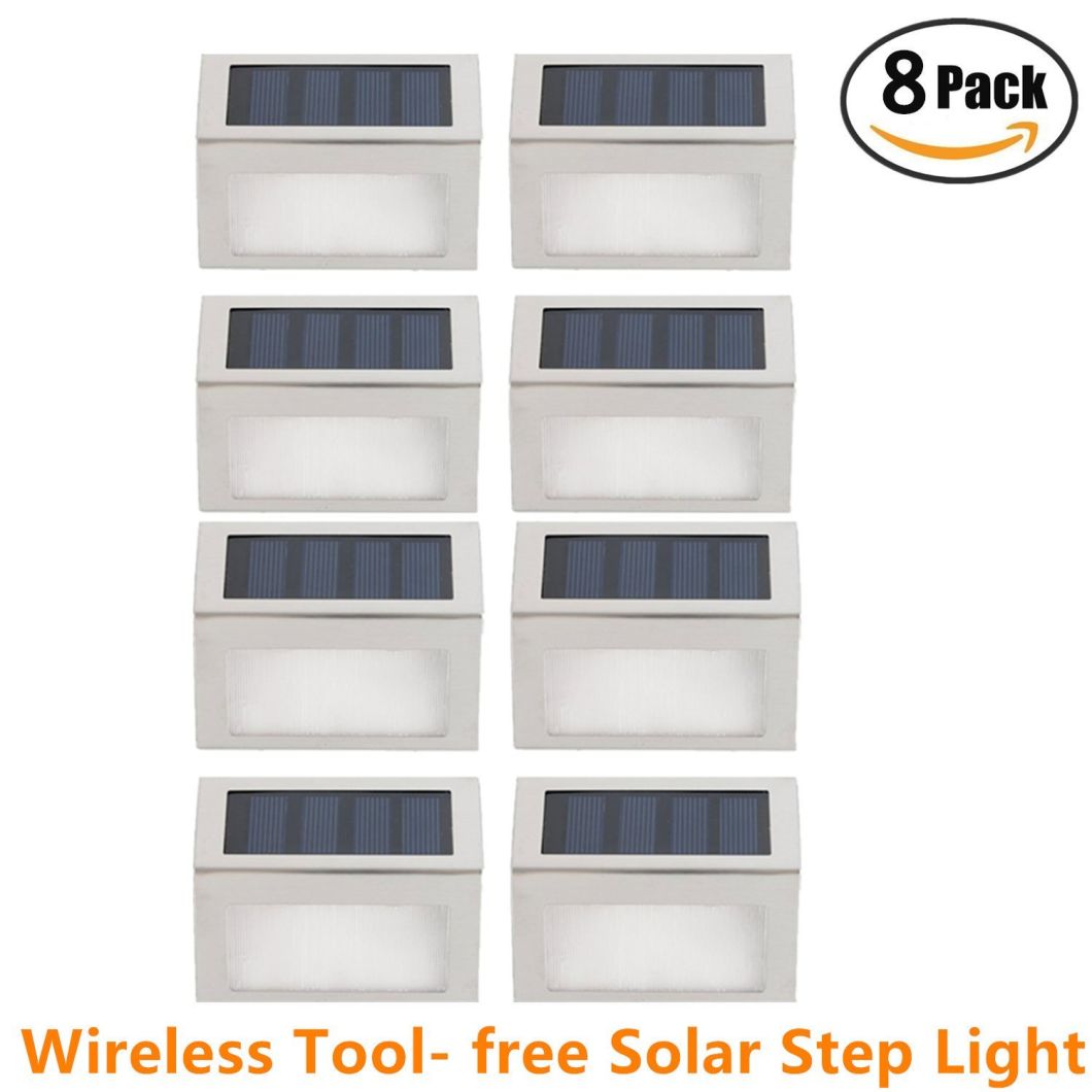 Outdoor Solar Lights Stainless Steel Wireless Security Solar Stair Light 2LED Solar Lamp