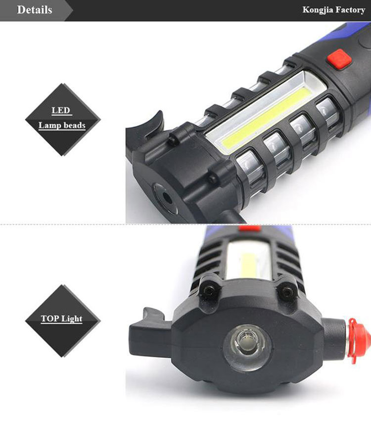 Super Bright COB 16 Red Light LED Magnetic Work Lamp with Safety Hammer