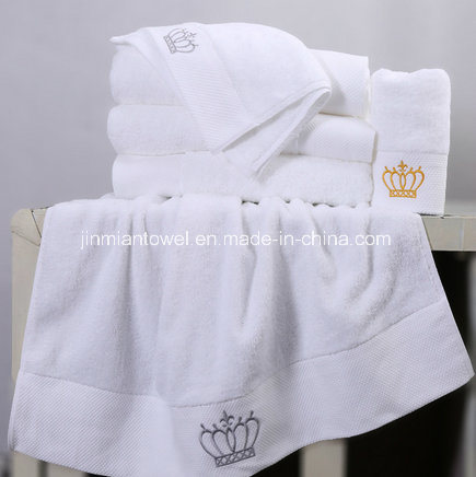 Wholesale Dobby Luxury 5 Star White Terry 100% Cotton Hotel Bath Towels