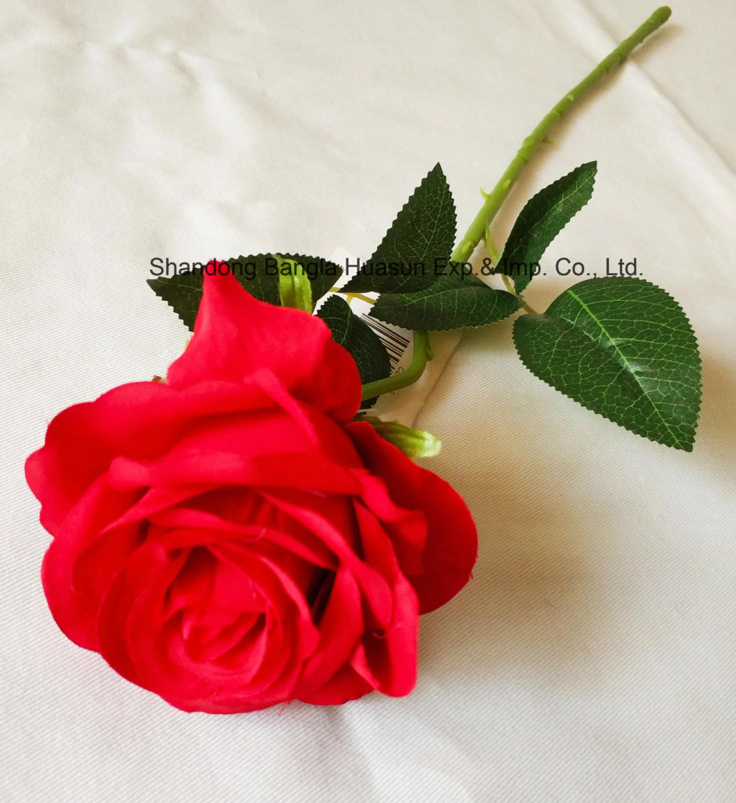 Artitifical Flower Single Red Silk Rose Real Touch