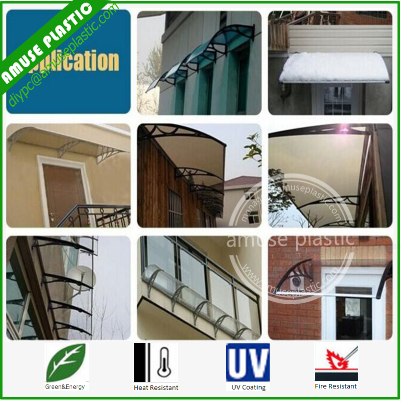 Customized Sizes Plastic Polycarbonate DIY Awning Canopy Sunshade Patio Covers